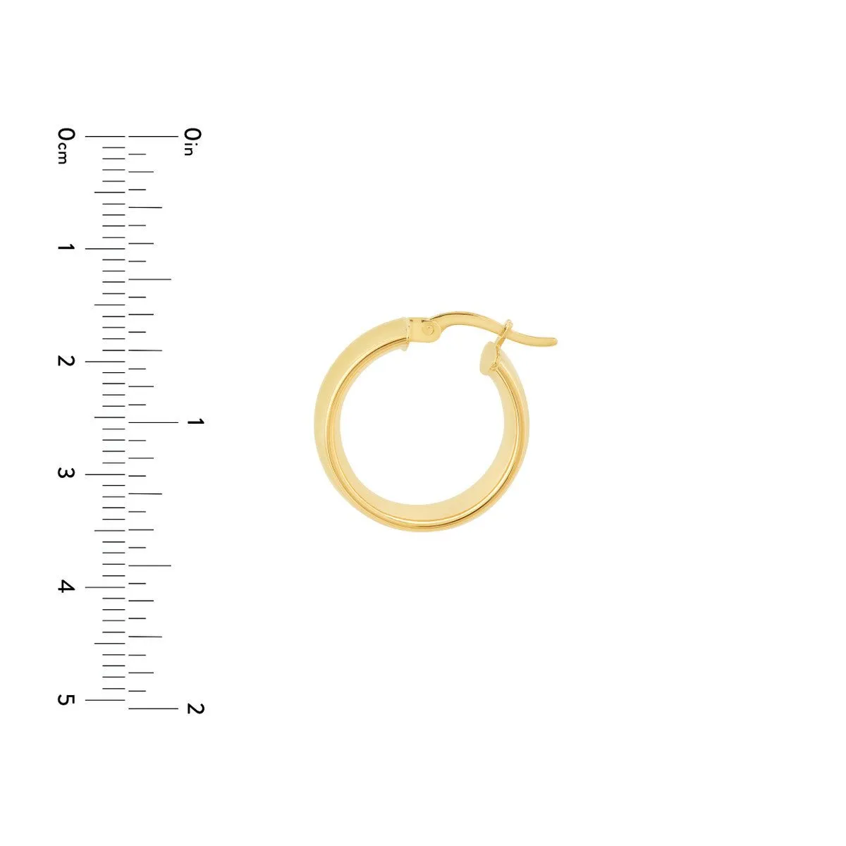 14K Yellow Gold 15.00mm Round Hoop Polished Earrings