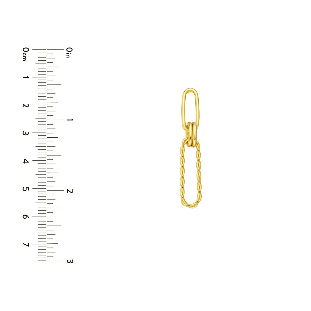 14K Yellow Gold Polished and Twist Paper Clip Earrings