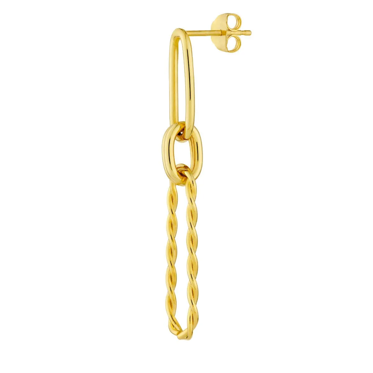 14K Yellow Gold Polished and Twist Paper Clip Earrings