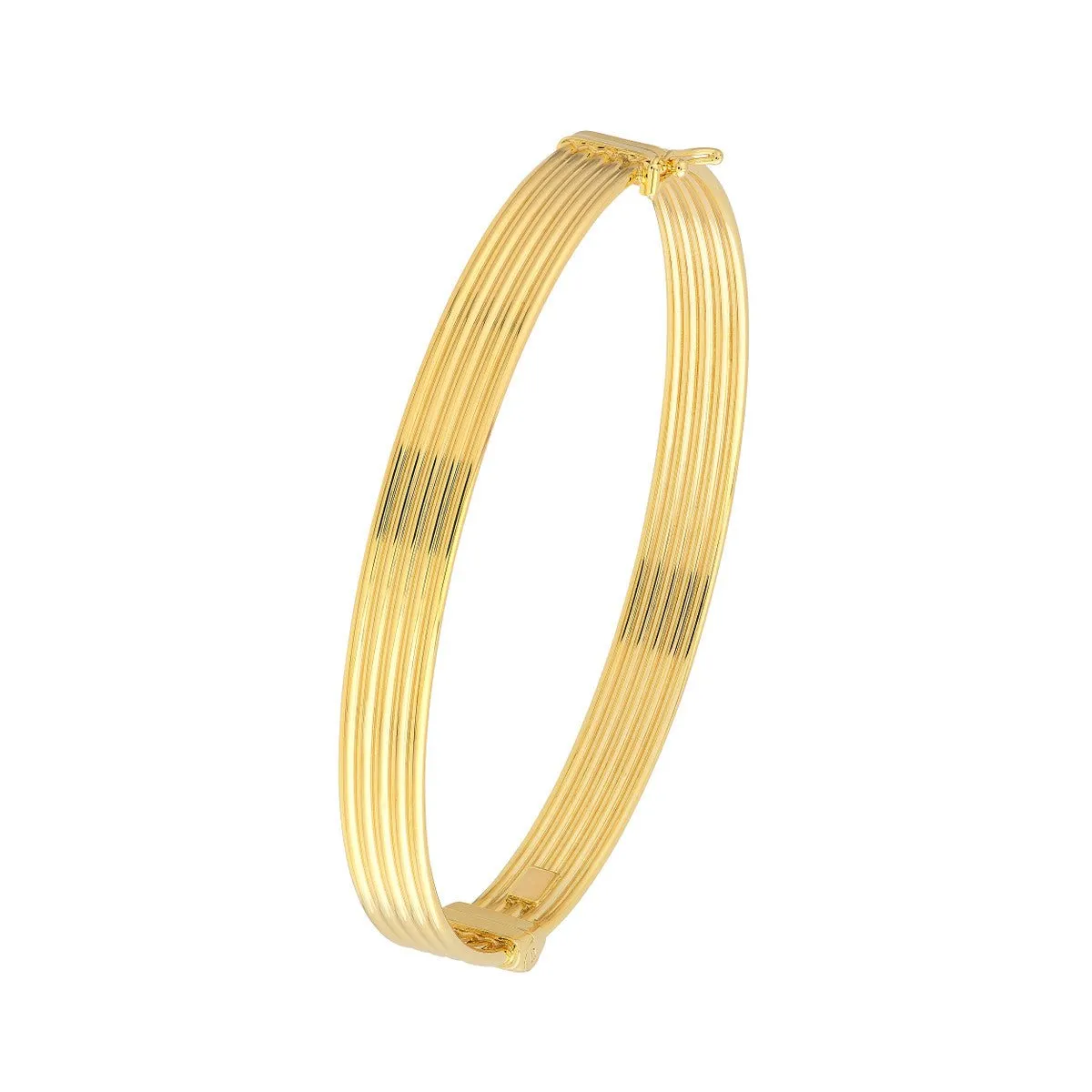 14K Yellow Gold Polished Textured Bangle