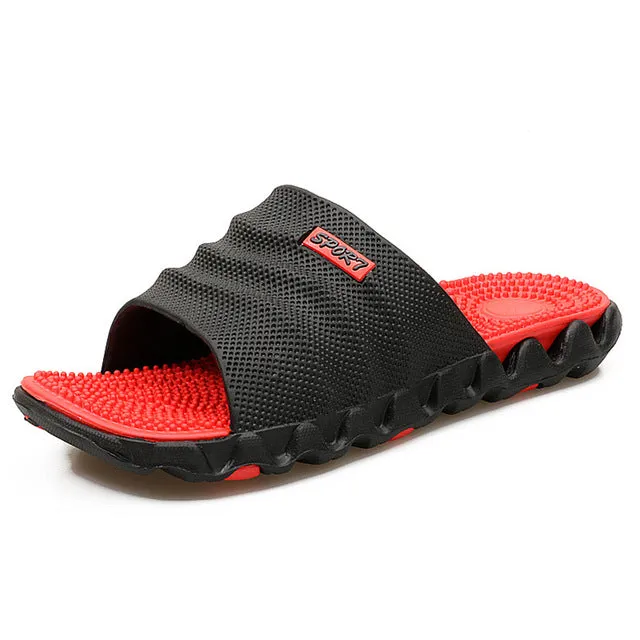 2017 Summer Slippers Men Casual Sandals Leisure Soft Slides IVI Plastic Indoor Acupoint Massage Slippers for Men