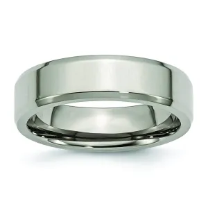 6mm Polished Titanium Wedding Ring with Beveled Edges