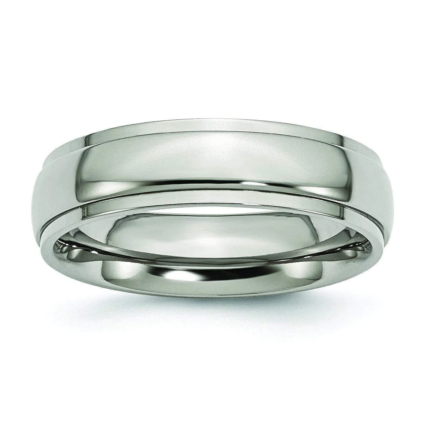 6mm Step Down Titanium Ring High Polish Finish