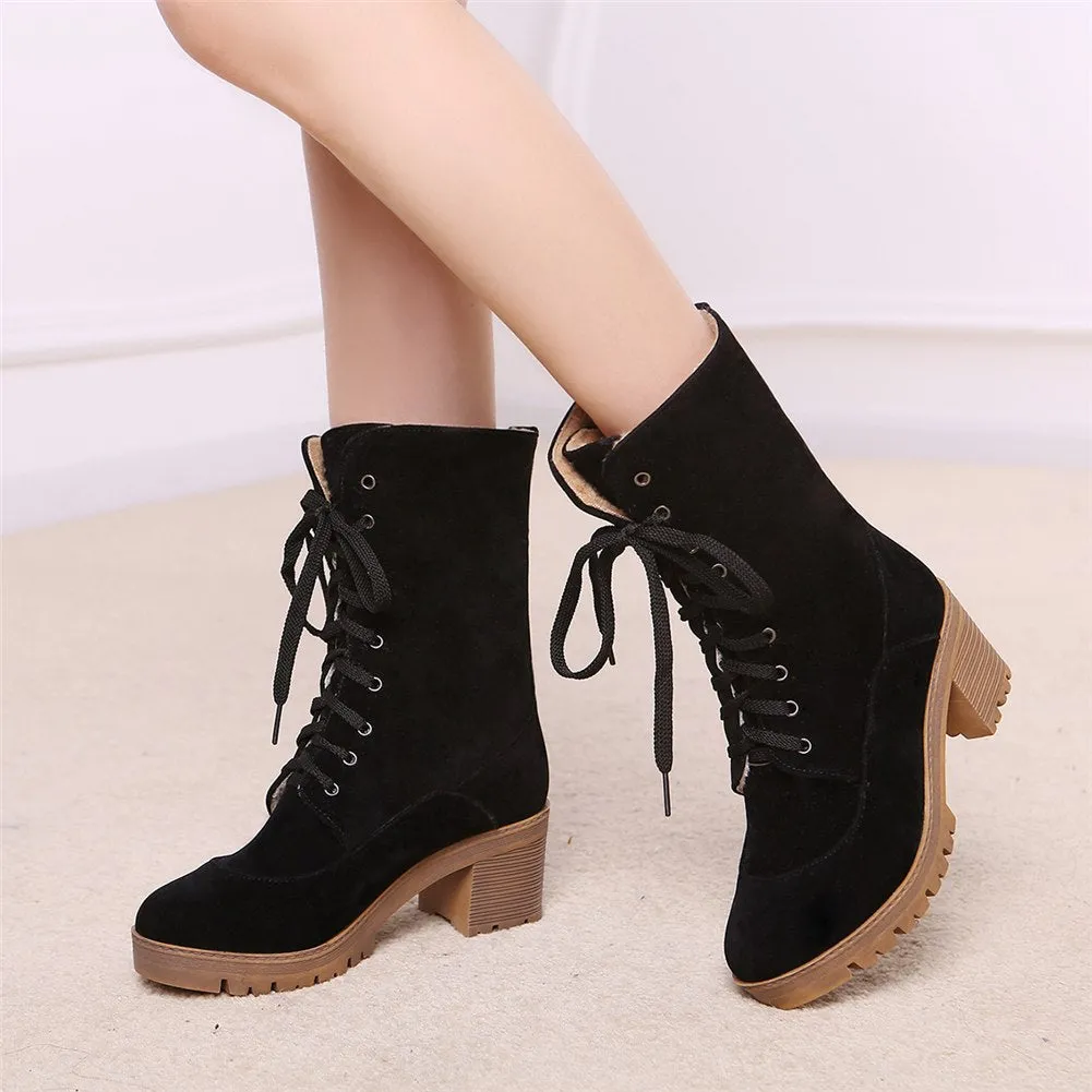 Add fur winter boots warm plush ankle boots