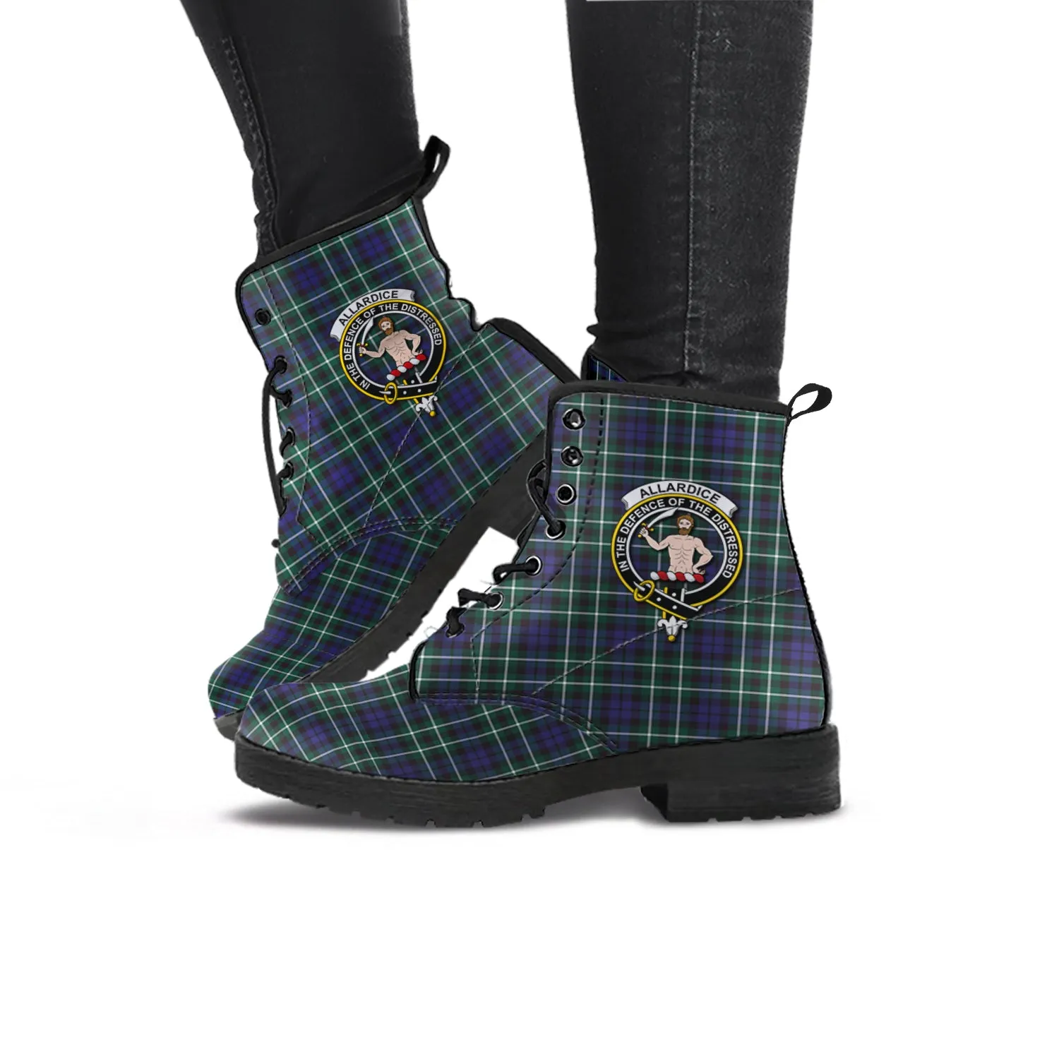 Allardice Tartan Leather Boots with Family Crest