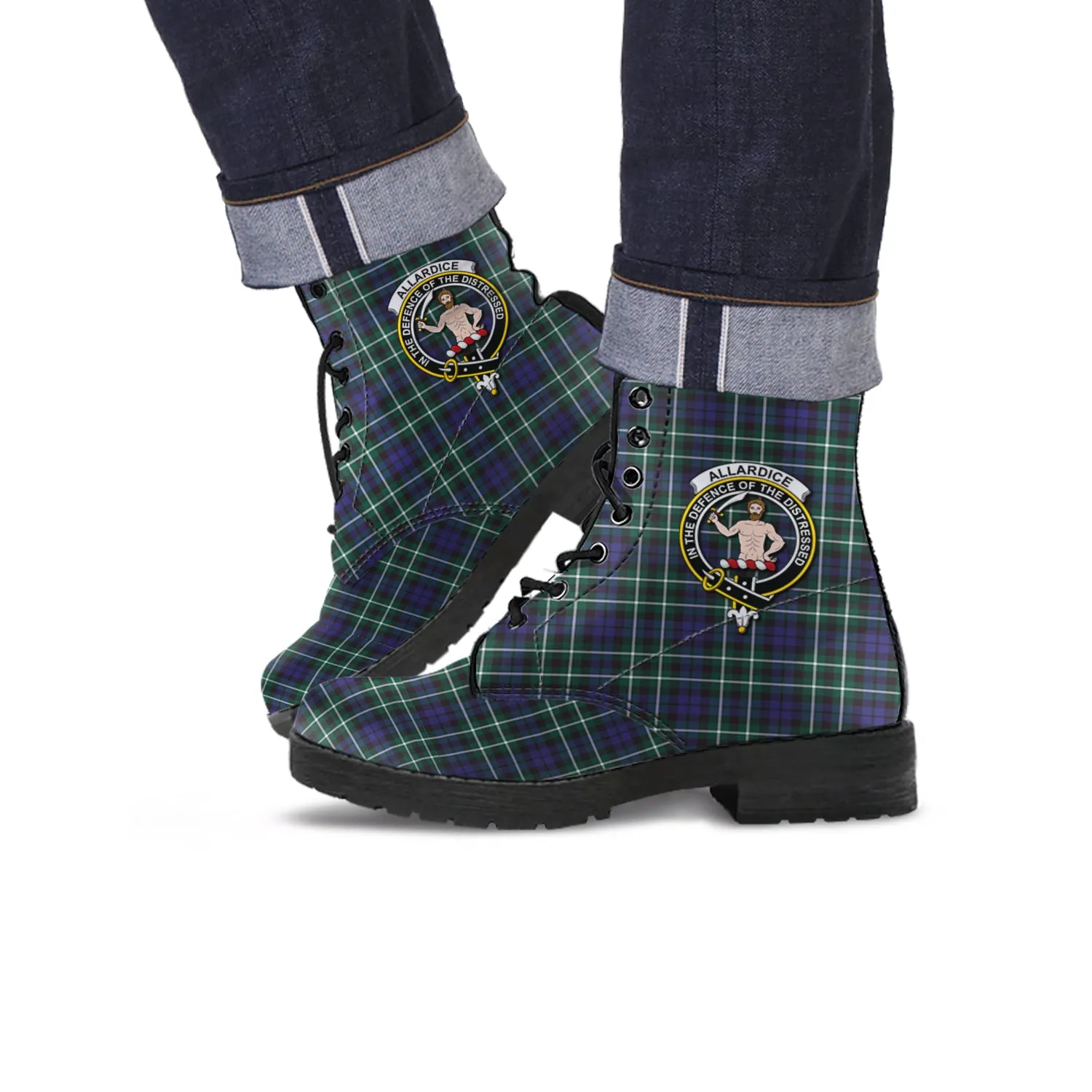 Allardice Tartan Leather Boots with Family Crest