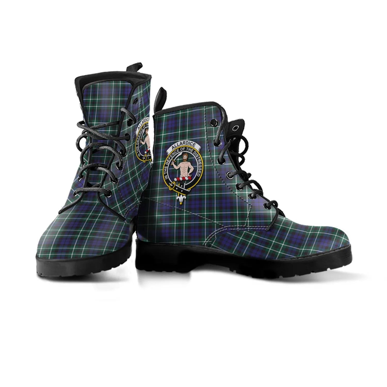 Allardice Tartan Leather Boots with Family Crest