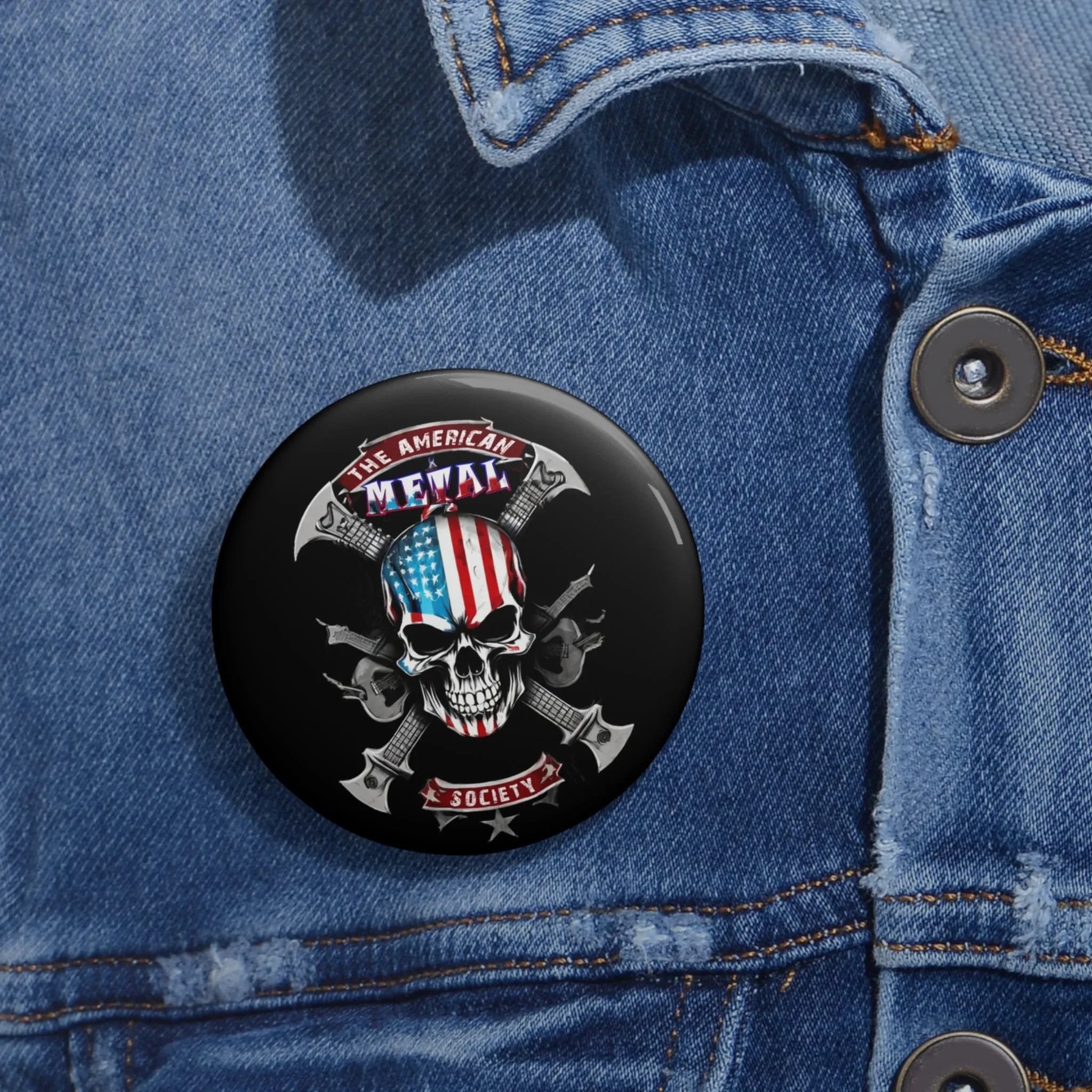 American Metal Society Custom Pin Buttons