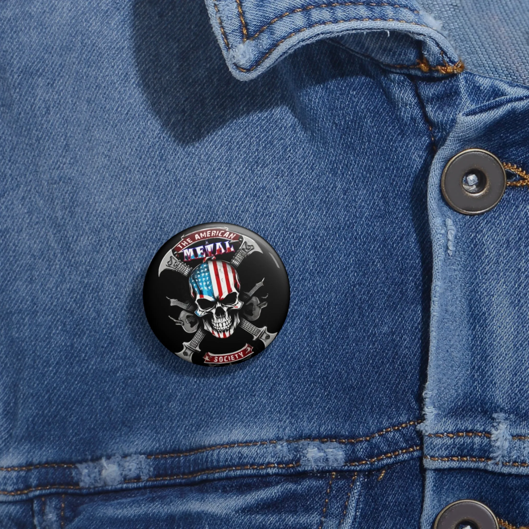 American Metal Society Custom Pin Buttons