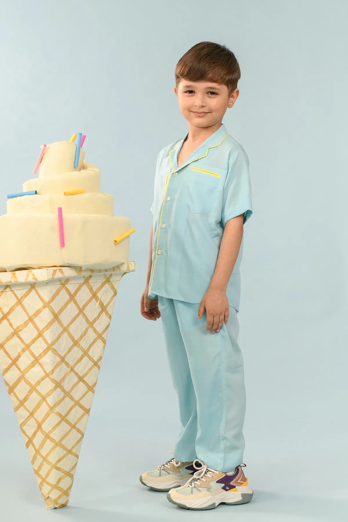 Beryl- Aqua Blue Coord Set For Boys