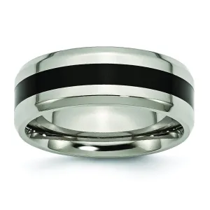 Black Enamel Titanium Ring High Polish Finish in 8mm