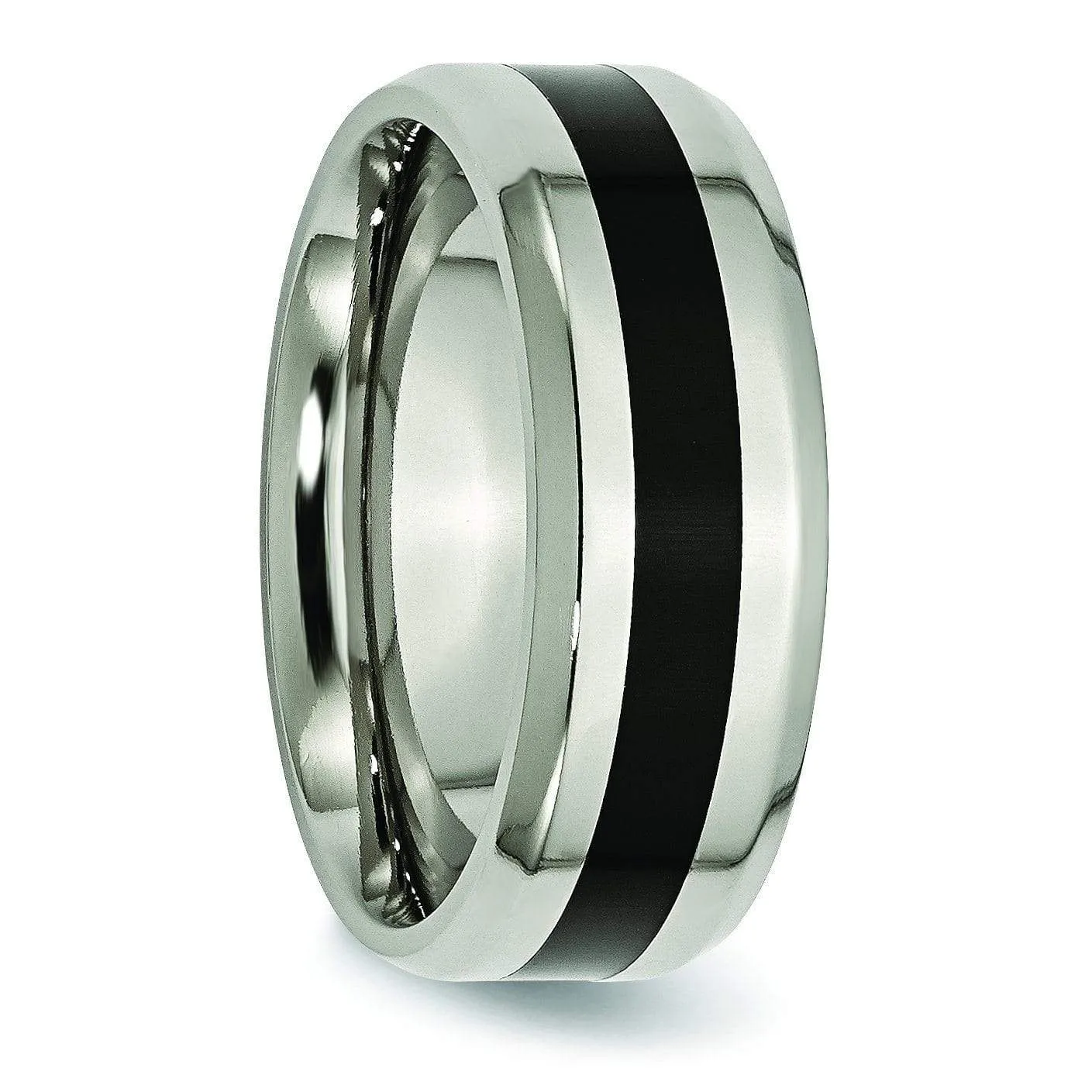 Black Enamel Titanium Ring High Polish Finish in 8mm