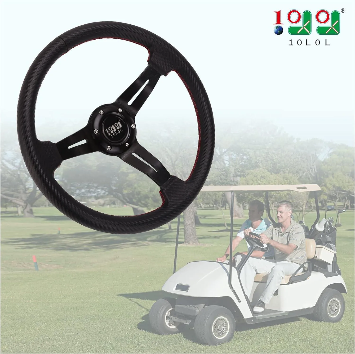 Black Golf Cart Steering Wheel for EZGO Club Car Yamaha - 10L0L