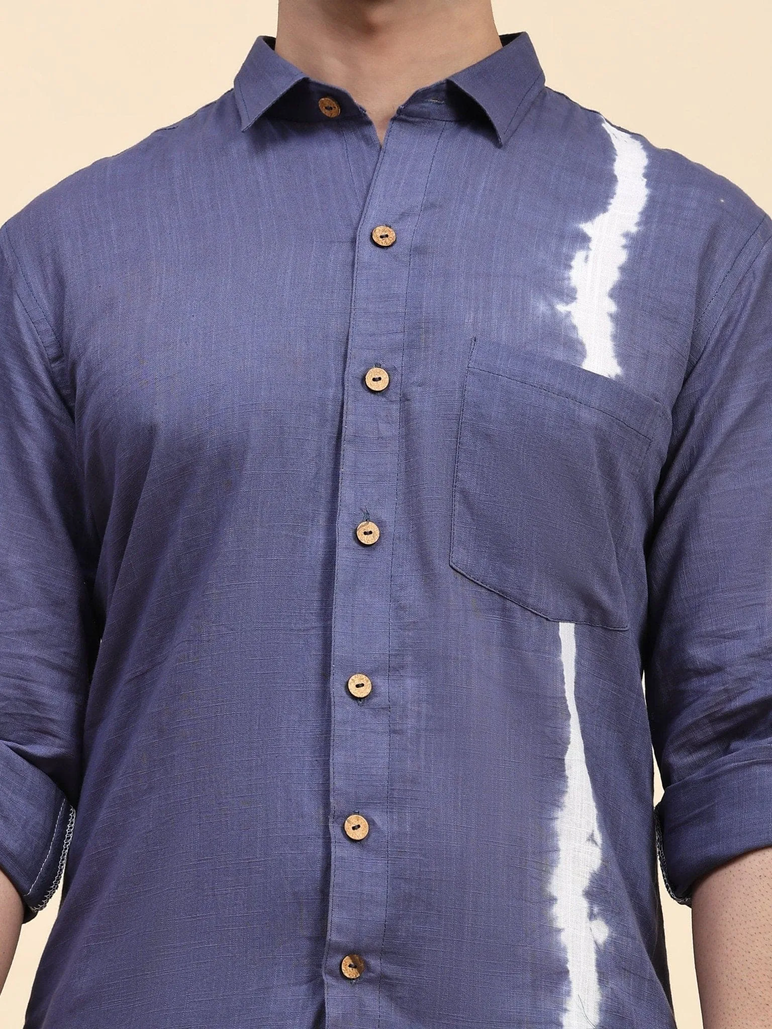 Blue Hand Dyed Cotton Men Shirt