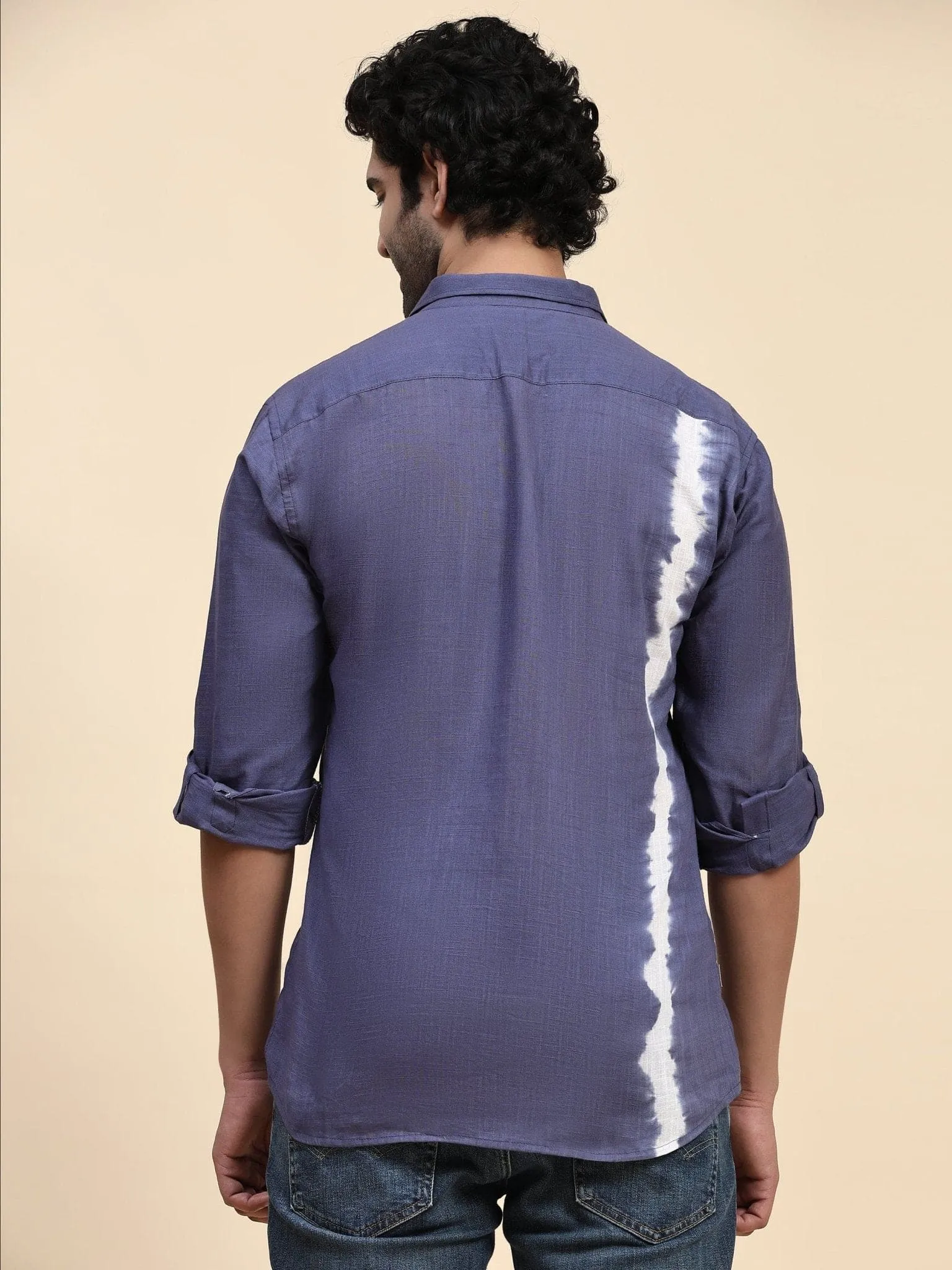 Blue Hand Dyed Cotton Men Shirt