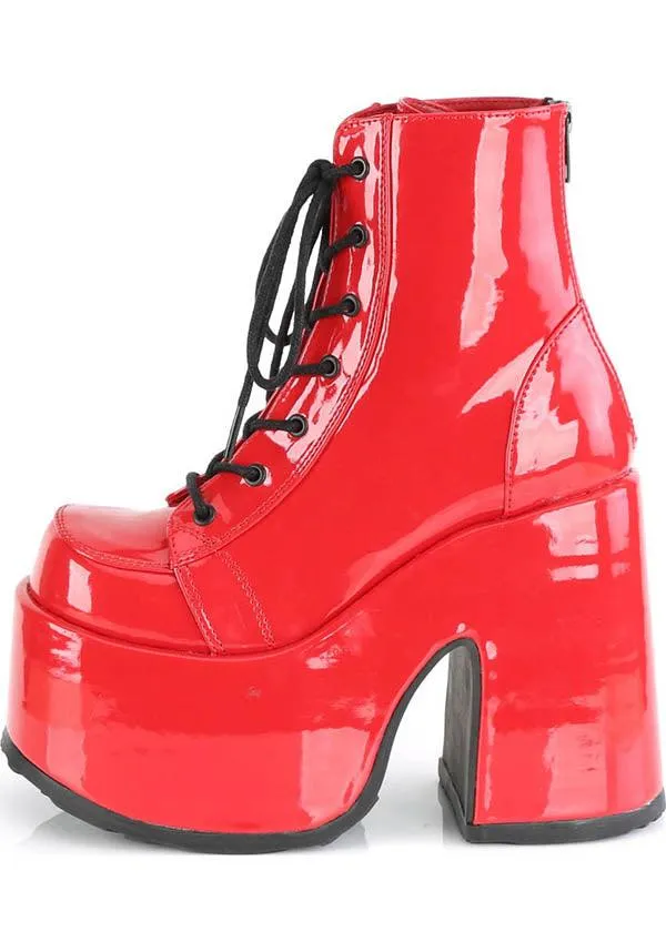 CAMEL-203 [Red Patent] | PLATFORM BOOTS [PREORDER]