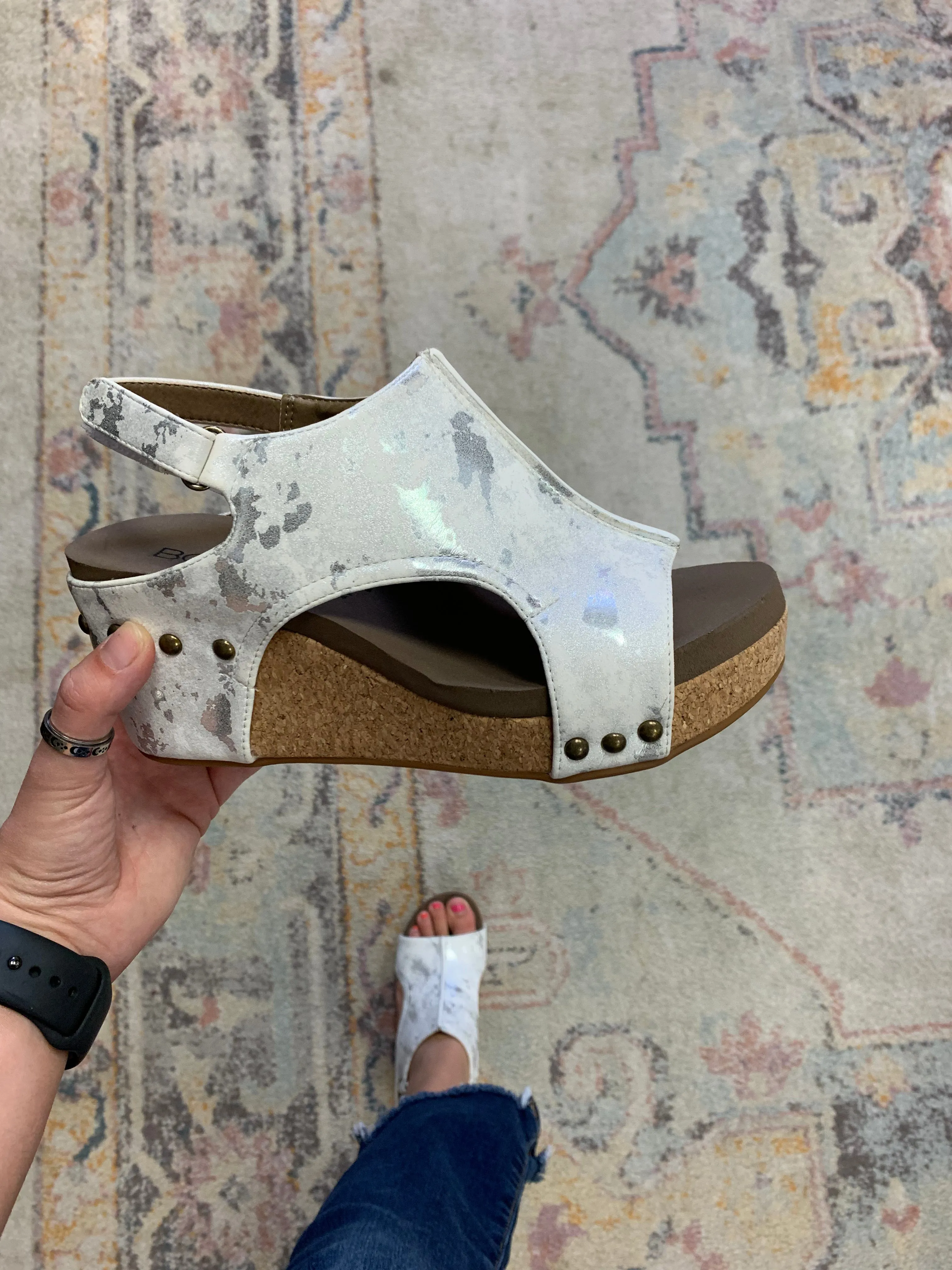 Carley Sandals - White Metallic