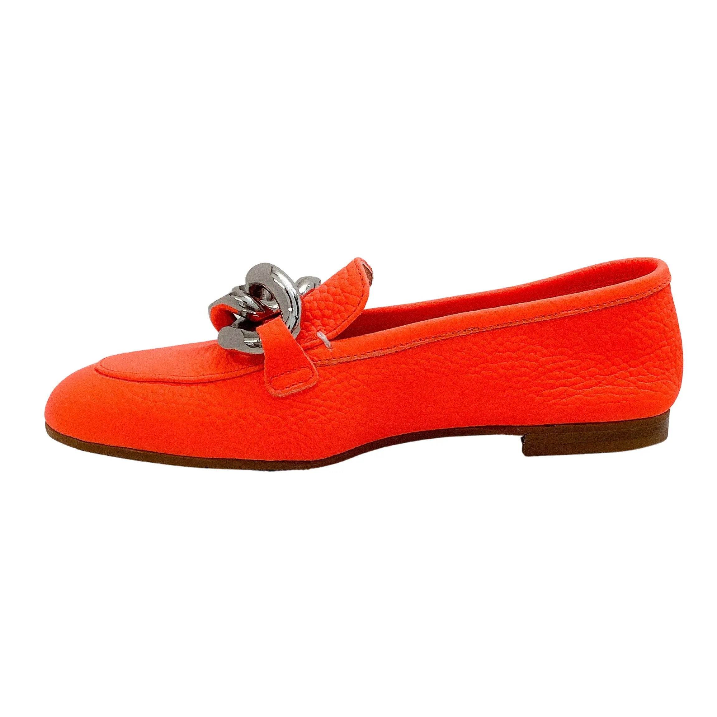 Casadei Orange Antilope Chunky Chain Loafers