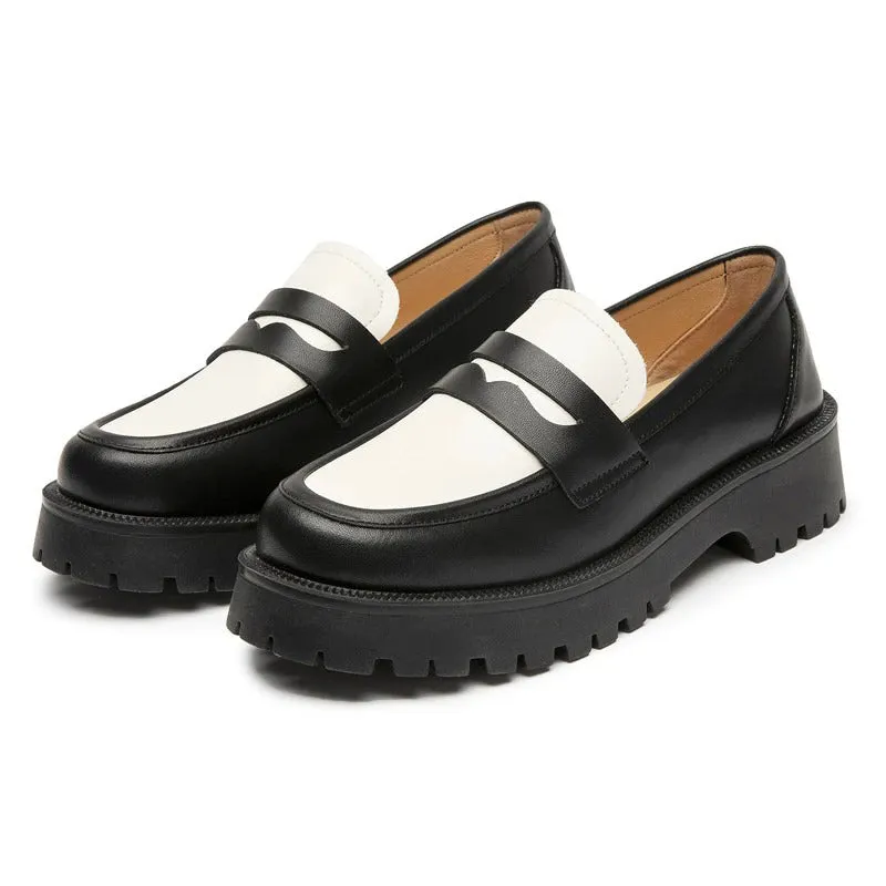 College Style Thick-sole Slip-on Casual Loafer Shoes