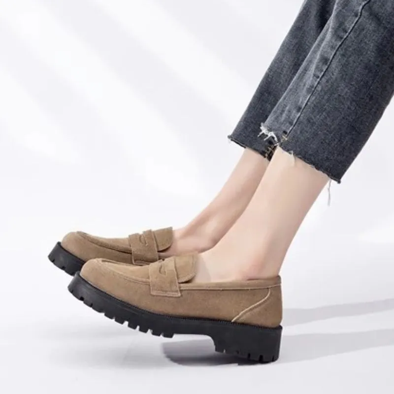 College Style Thick-sole Slip-on Casual Loafer Shoes