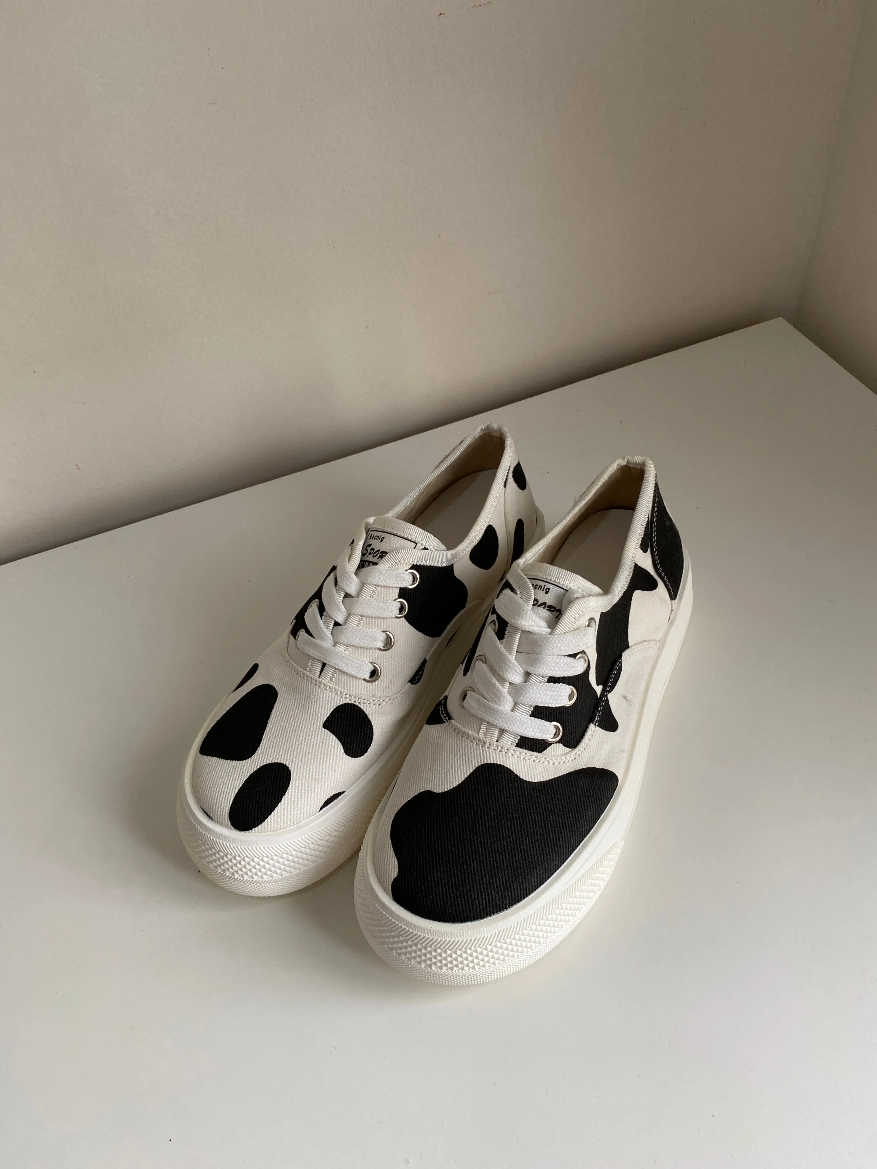 Cow Print Low Top Canvas Sneakers