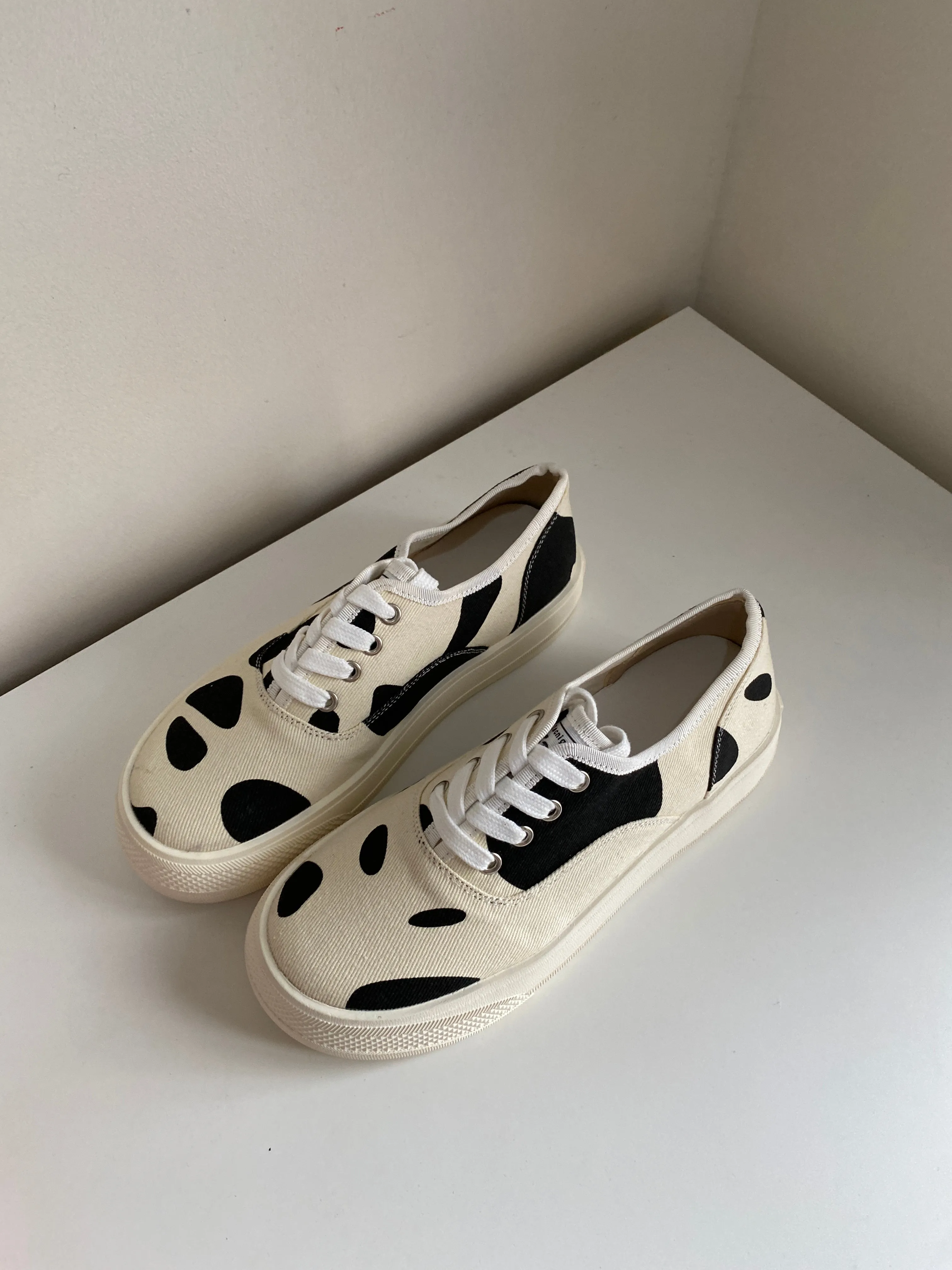 Cow Print Low Top Canvas Sneakers