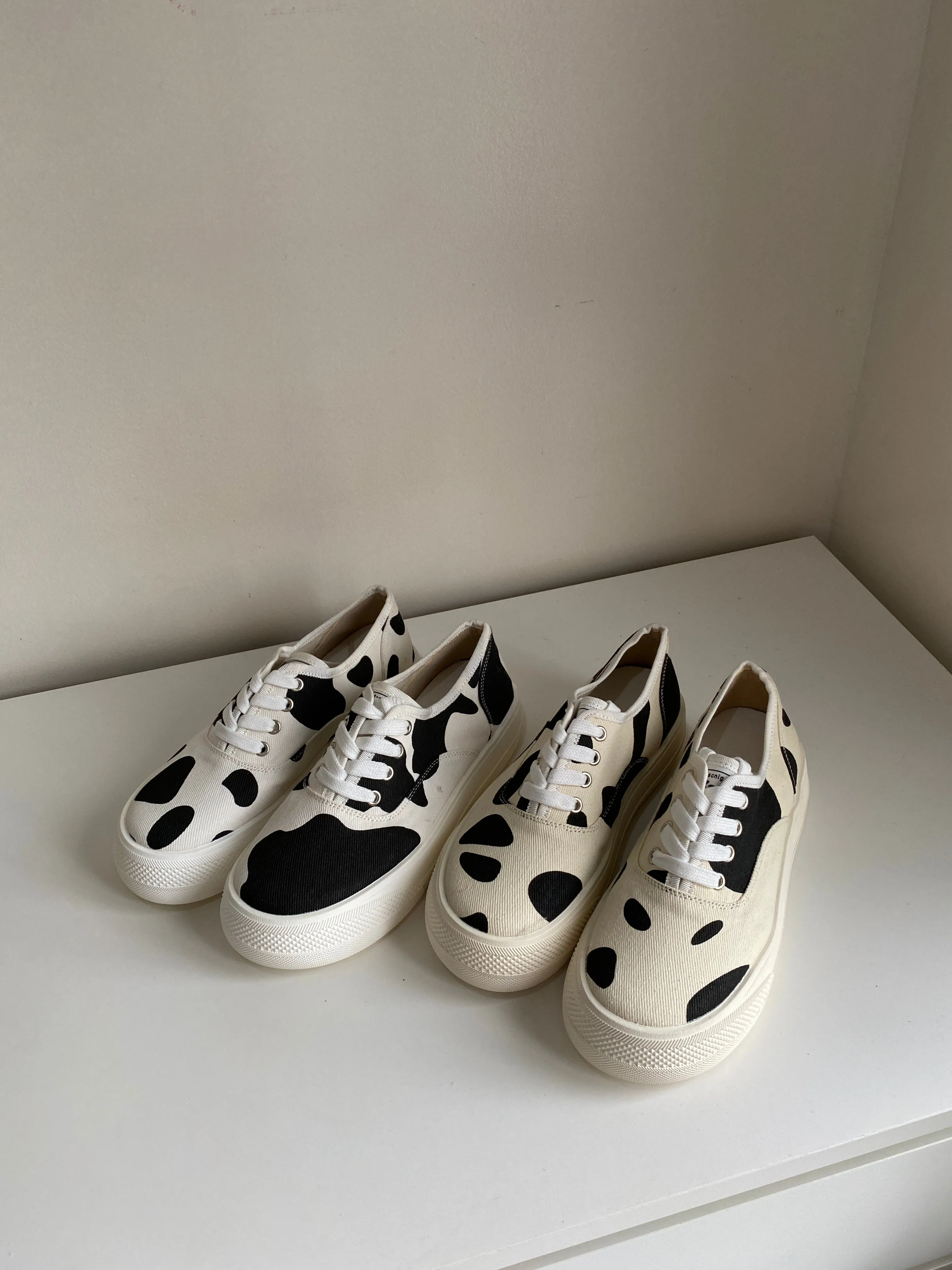 Cow Print Low Top Canvas Sneakers