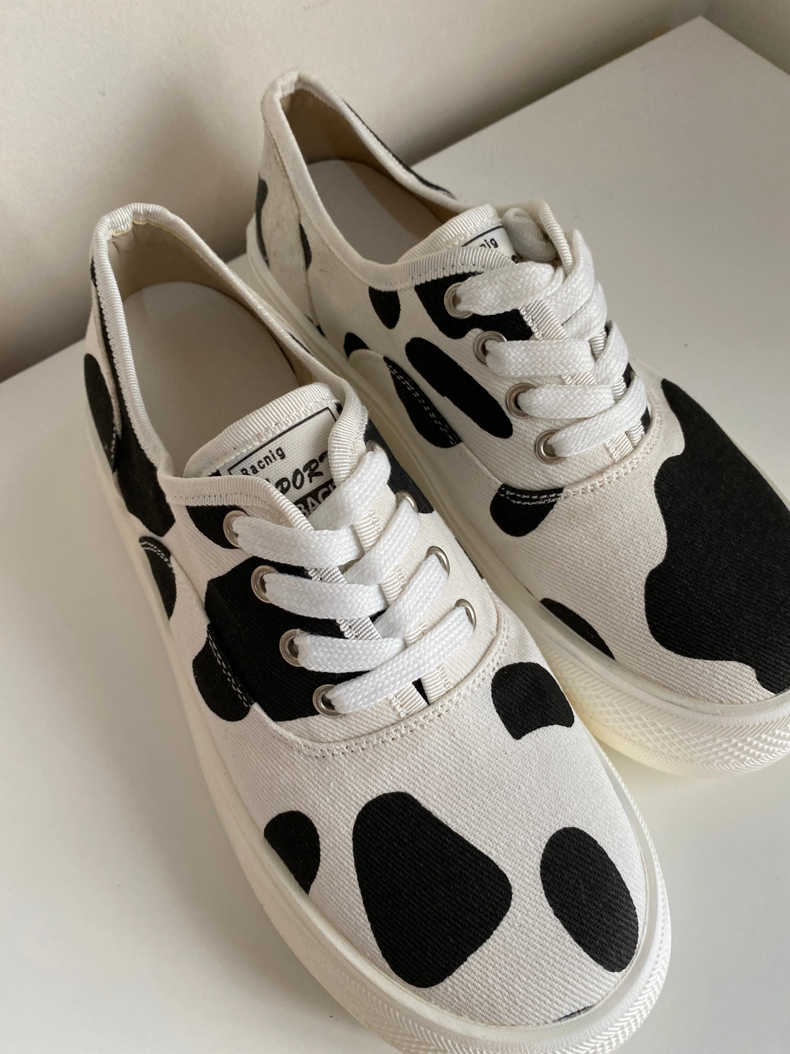 Cow Print Low Top Canvas Sneakers