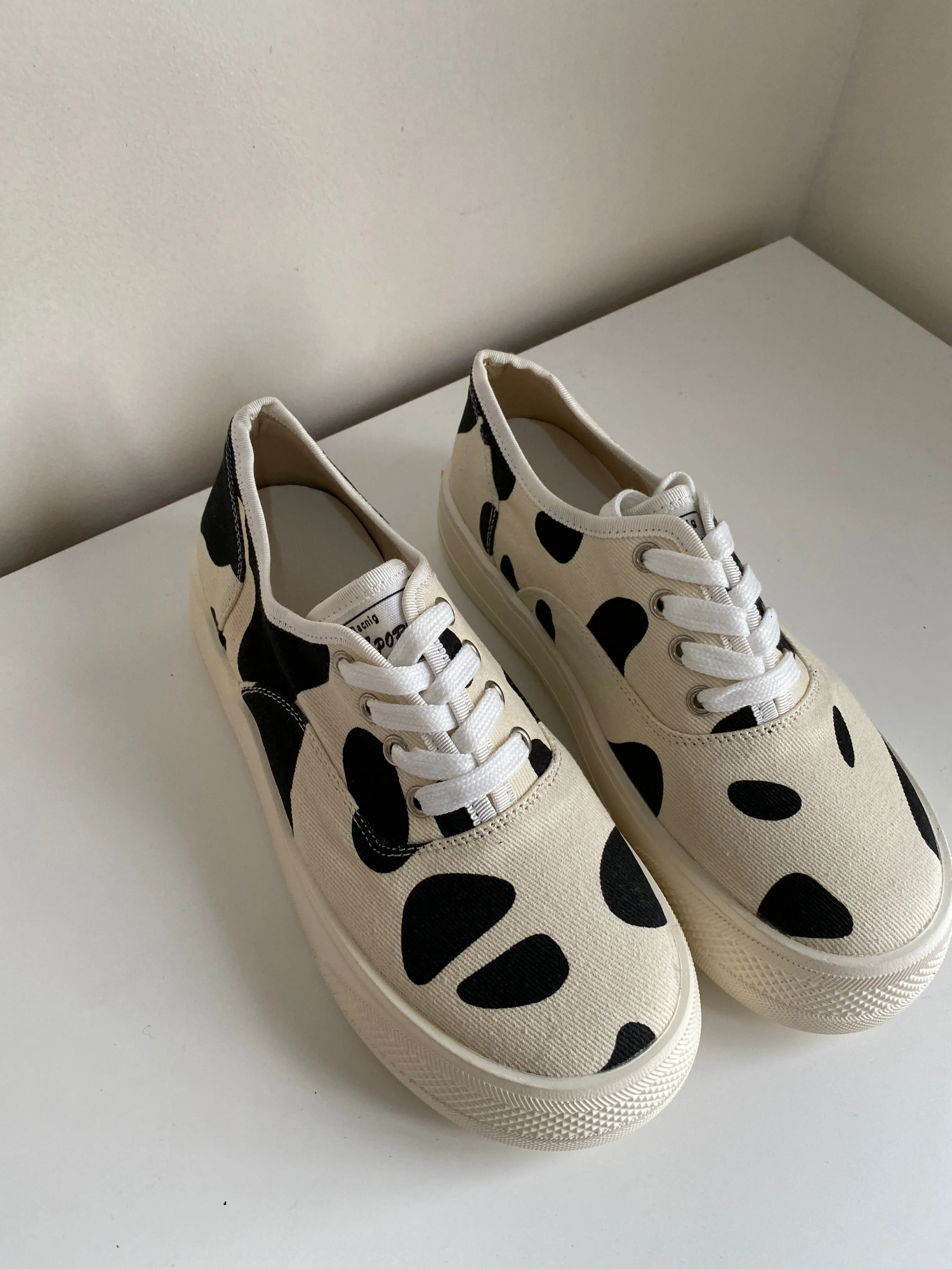 Cow Print Low Top Canvas Sneakers