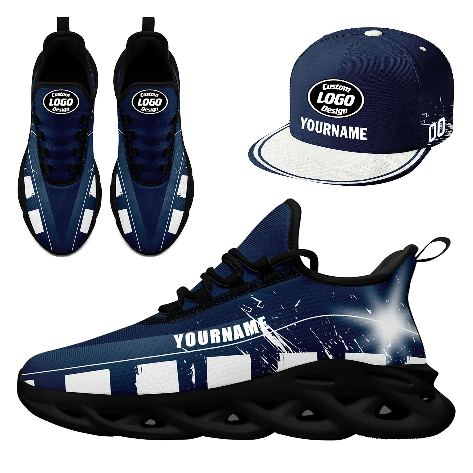 Custom Blue White Dallas MaxSoul Shoes and Hat Combo Offer Personalized Combo ZH-D020264-9