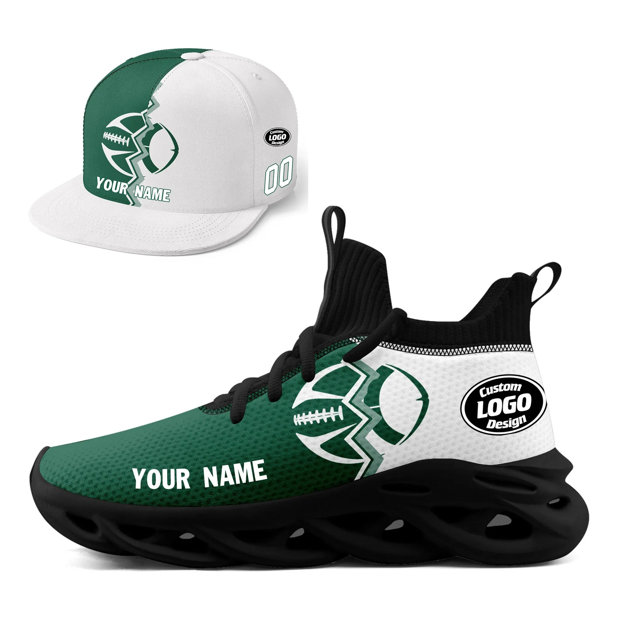 Custom Green White New York MaxSoul Shoes and Hat Combo Offer Personalized Combo ZH-D028017-30