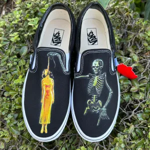 Custom Halloween Skeleton Skull Hang Horror - Custom Vans Shoes