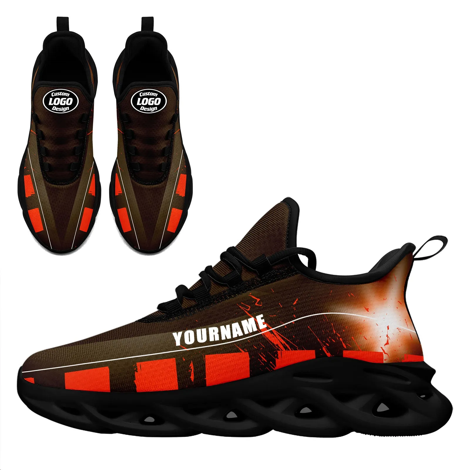 Custom Orange Brown Cleveland MaxSoul Shoes and Hat Combo Offer Personalized Combo ZH-D020264-8