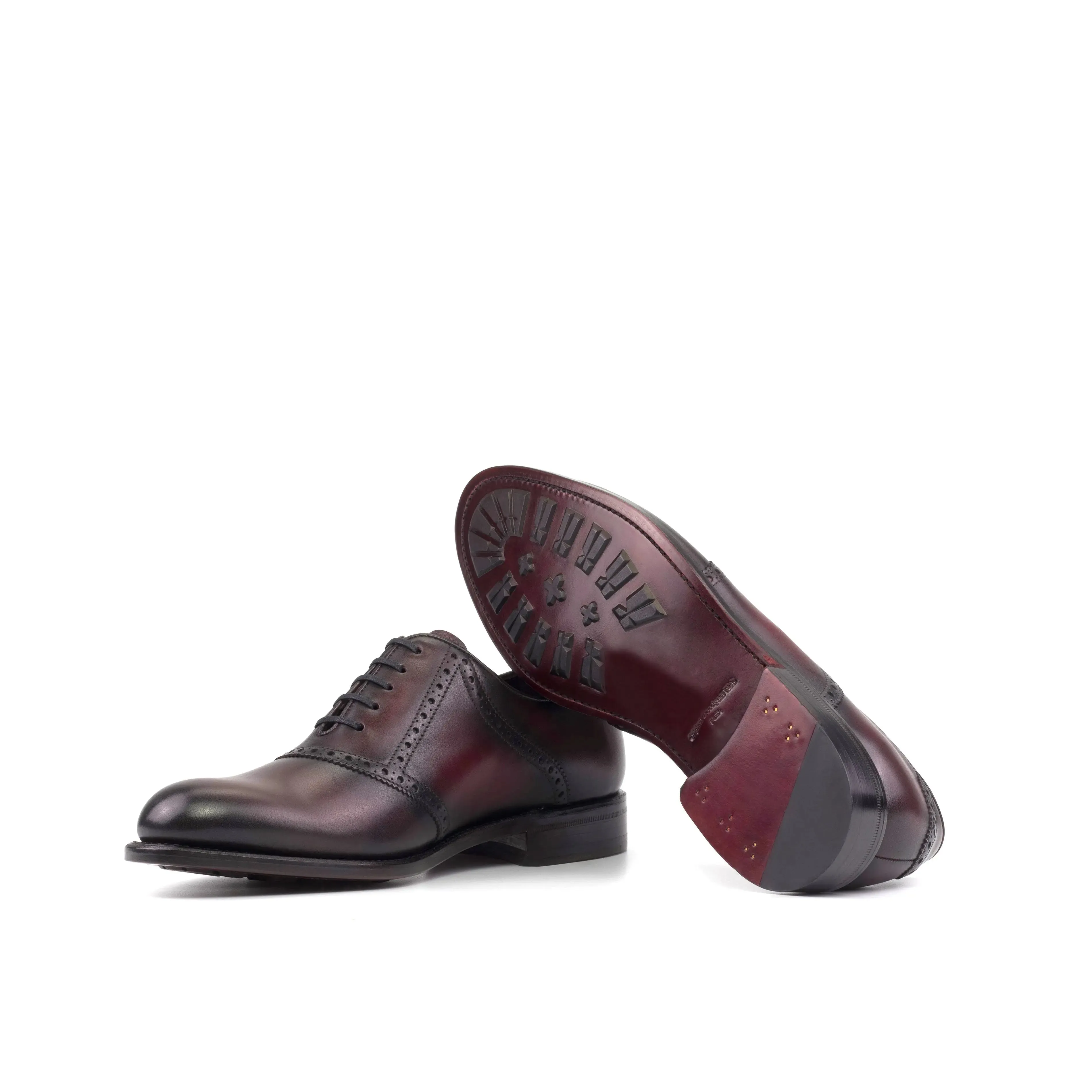 DapperFam Fabrizio in Burgundy Men's Italian Leather Saddle