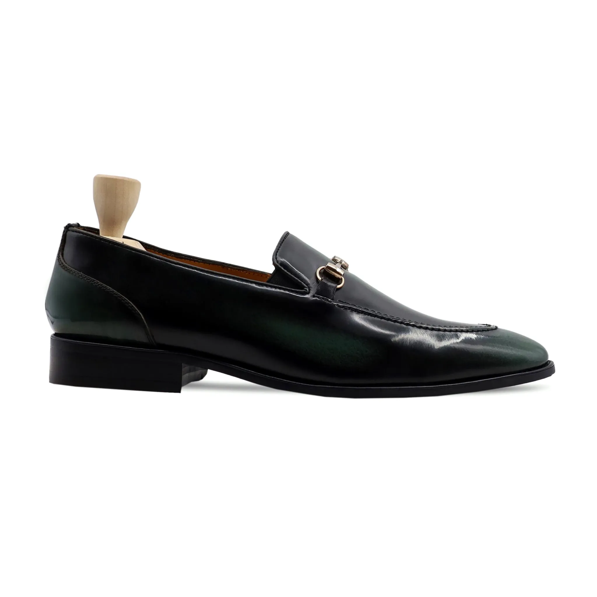 Detroit - Men's Burnished Green Box Leather High Shine Loafer