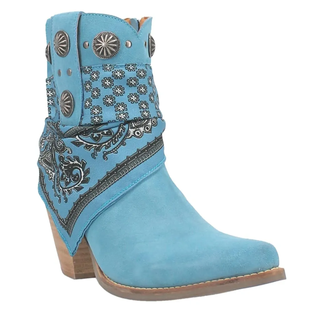 Dingo Women's Bandida Paisley Studded Round Toe Western Boots Ankle Mid Heel 2-3" -