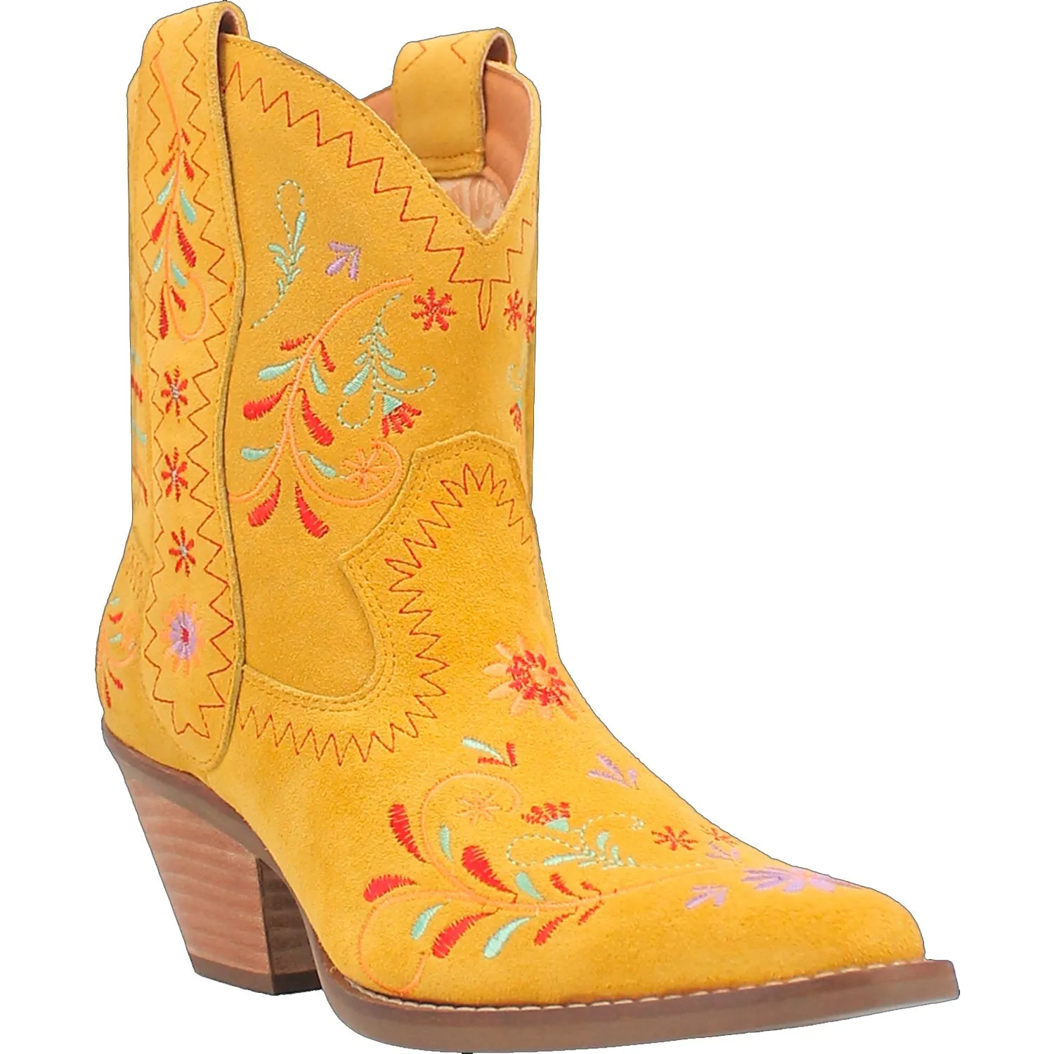 Dingo Womens Sugar Bugie Bootie Yellow Suede Cowboy Boots