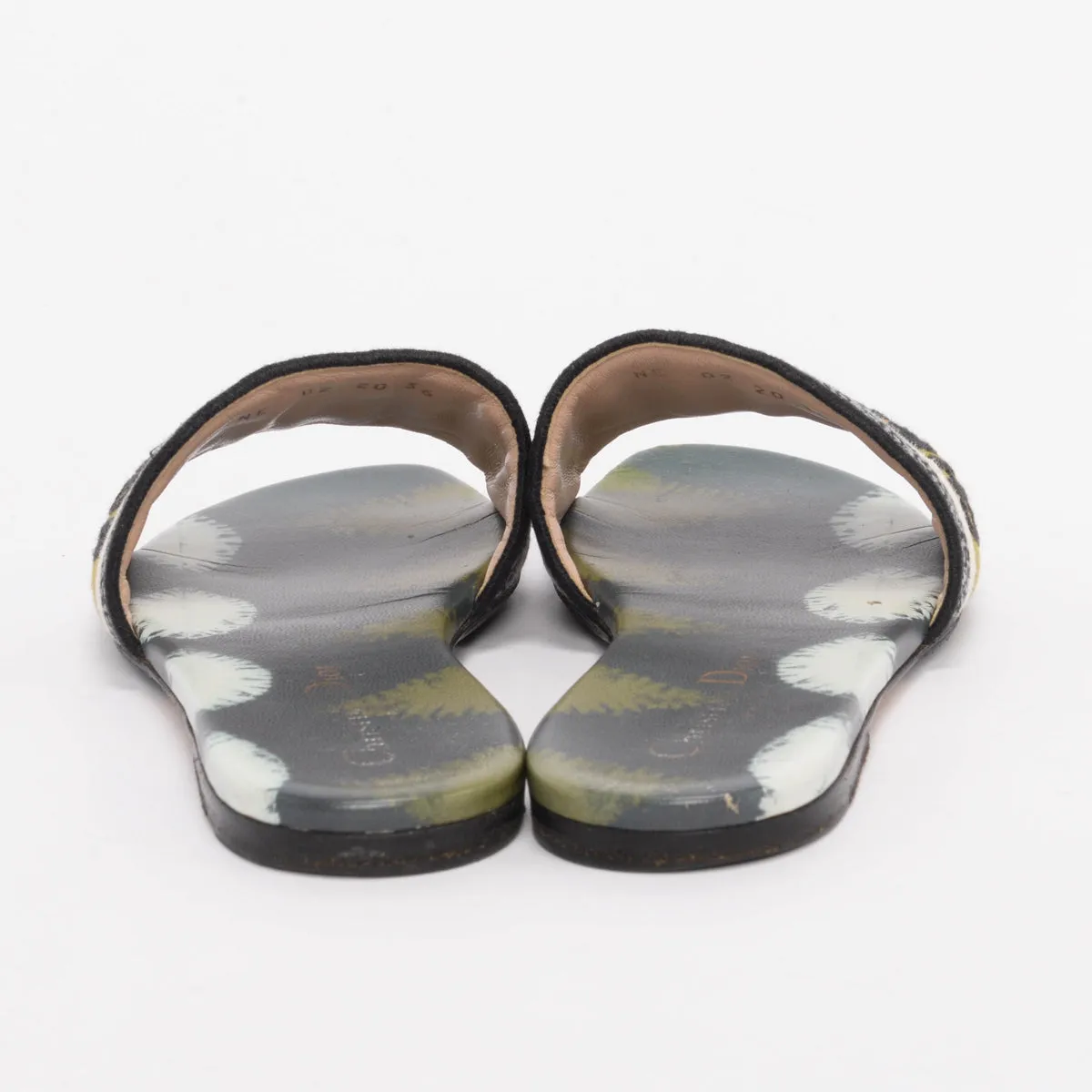 Dior Green Embroidered Canvas Dway Tie Dye Slides 36