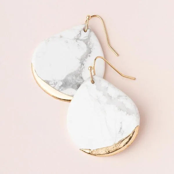 Dipped Teardrop Earring Howlite/Gold