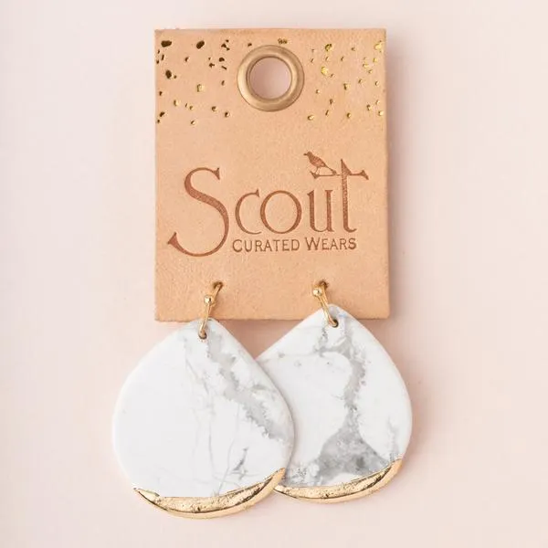 Dipped Teardrop Earring Howlite/Gold