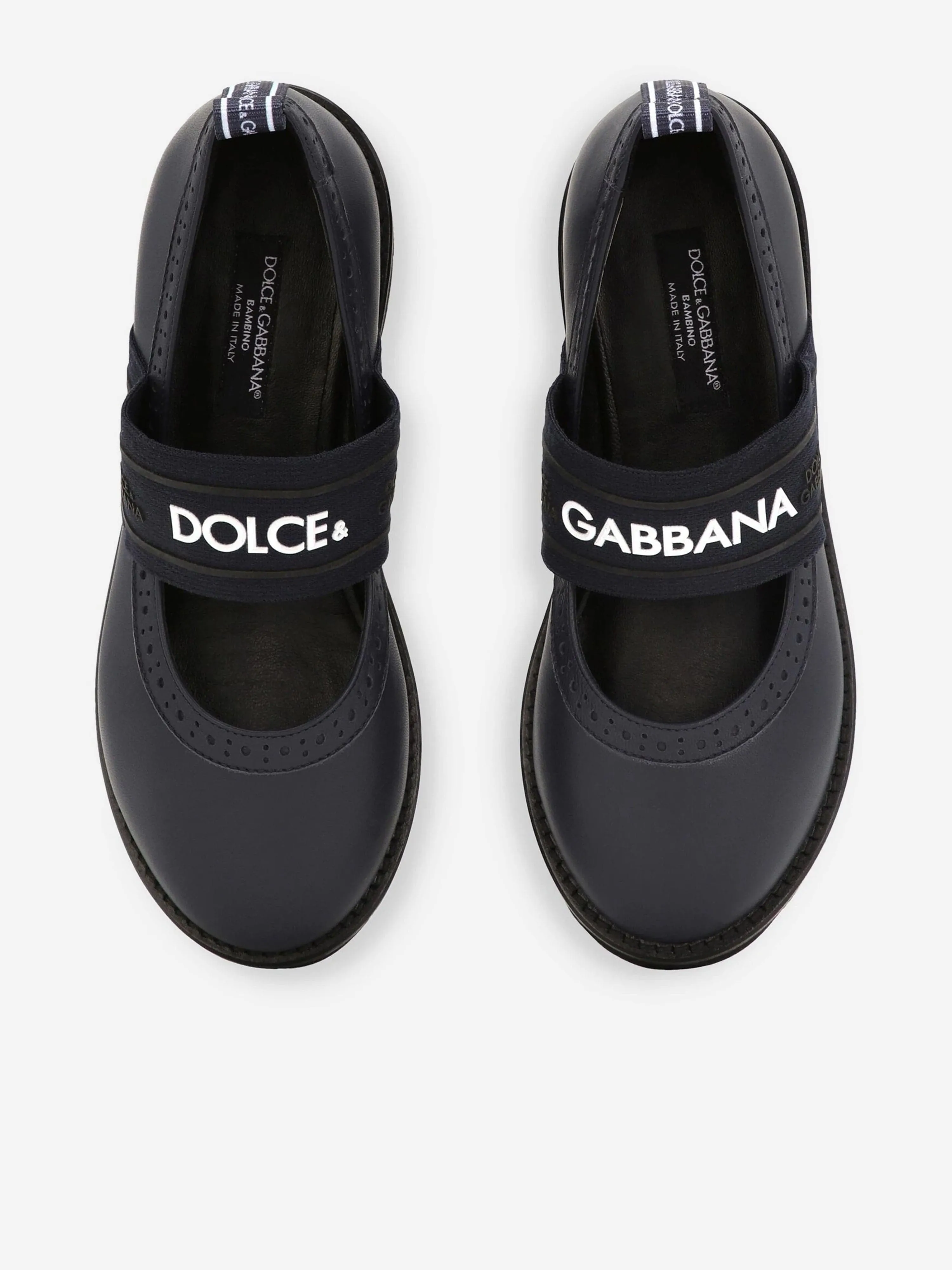 Dolce & Gabbana Girls Leather Brogue Mary Jane Shoes in Blue