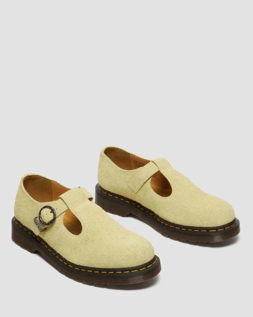 Dr. Martens T bar Shoe- Suede - Hazy Yellow