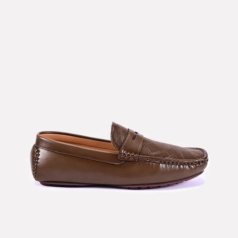 Duncan Brown Textured Penny Loafers 0130828