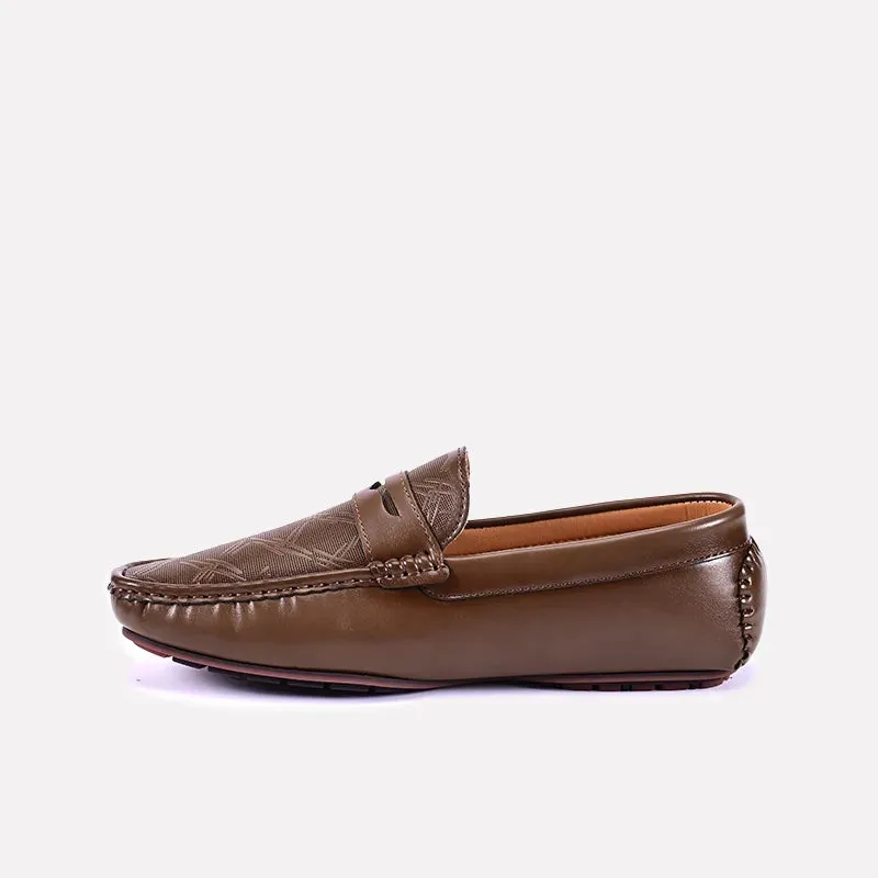 Duncan Brown Textured Penny Loafers 0130828