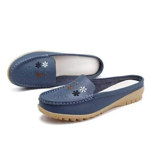 Embroidery Loafers Soft Flats Slip On Casual Shoes