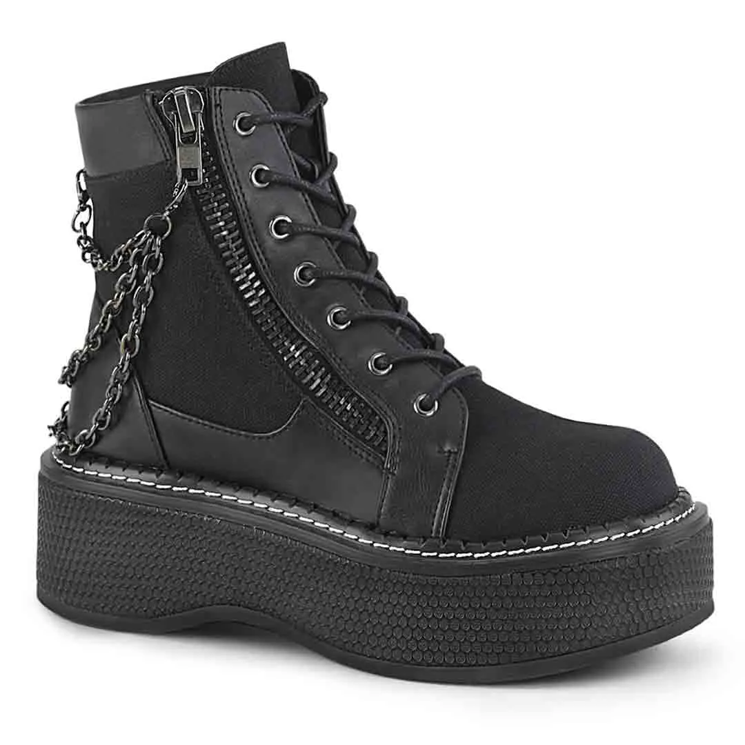 Emily-114 Boots - Black Canvas