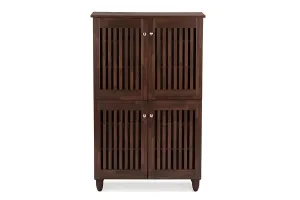 Fernanda 4-Door Oak Brown Wooden Entryway Shoes Storage Tall Cabinet