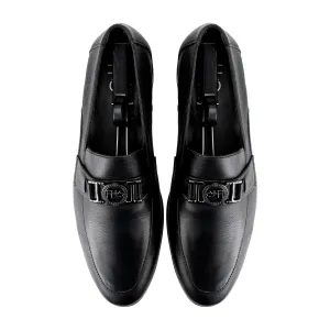 FHS Gun Metal Buckled Loafers-Black