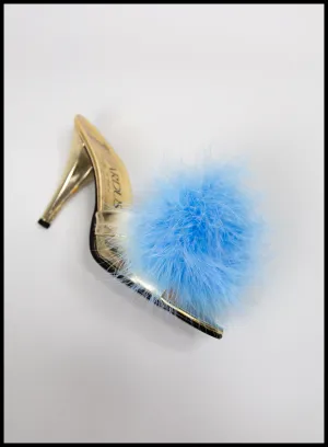 Fluffies - Powder Blue Feather Pompom Shoe Clips