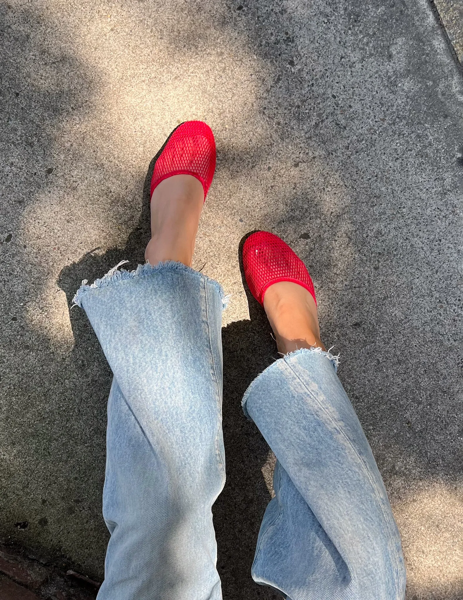 Francesca Red Mesh Slip-On Mules